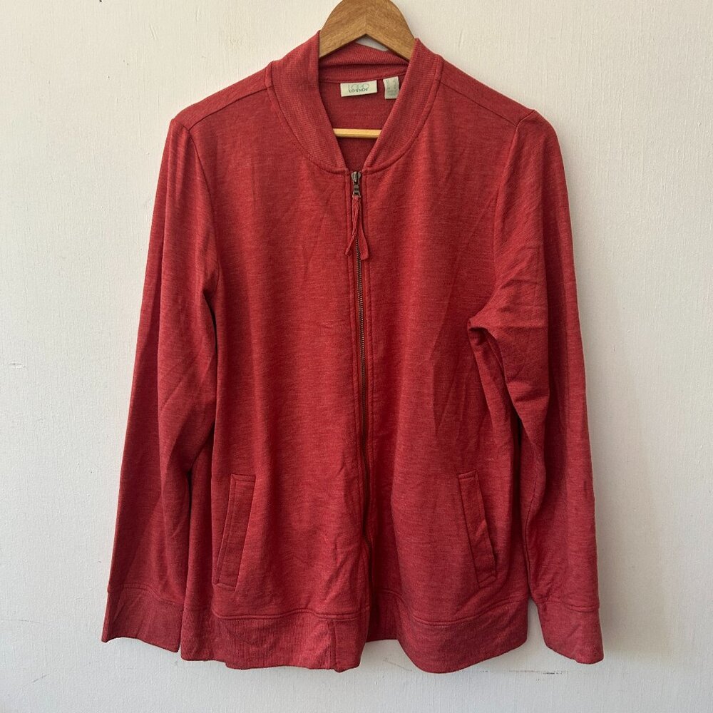 Logo Lori Goldstein Cardigan Womens Large Burnt Orange Pockets Cottagecore‎